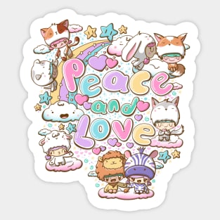 Peace and love preditors and prey in kawaii style Sticker